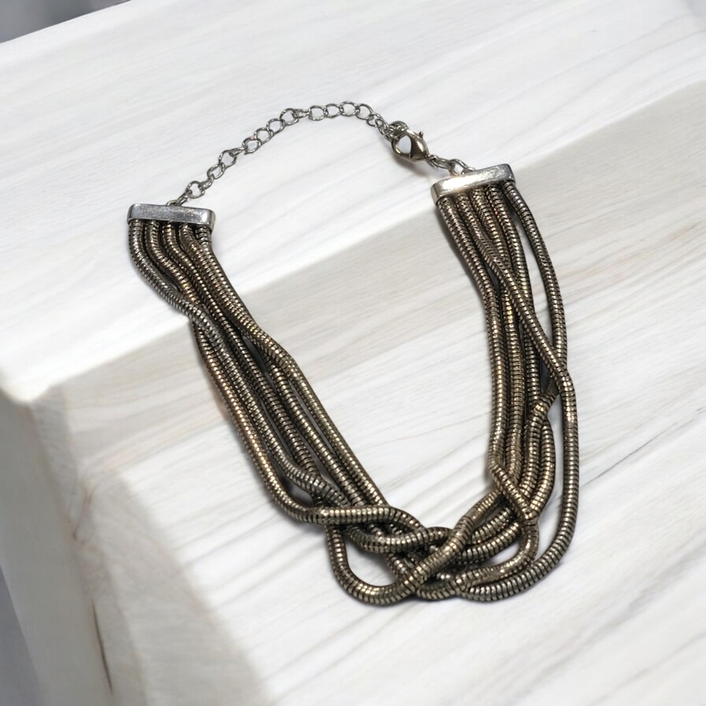 Multi-Strand Snake Chain Statement Necklace - Picture 2 of 2